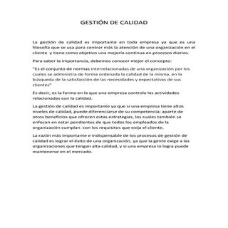 Gestión de calidad