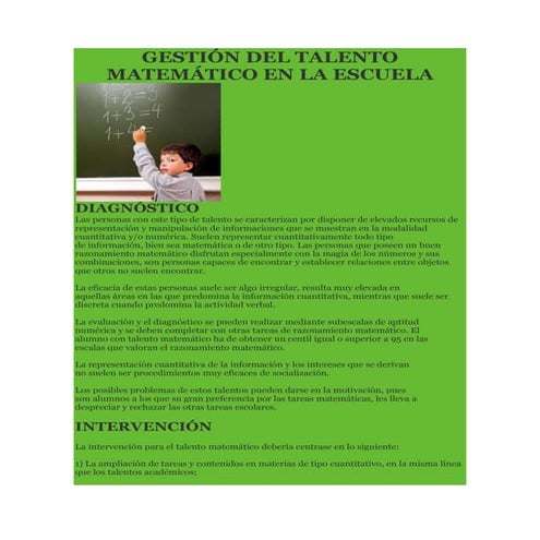 GESTIÓN DEL TALENTO MATEMÁTICO EN EL AULA