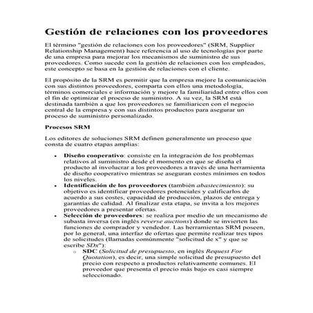 Gestión de relaciones con los proveedores | PDF