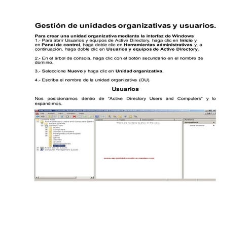 Gestión de unidades organizativas y usuarios