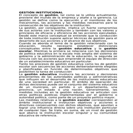 Gestión institucional