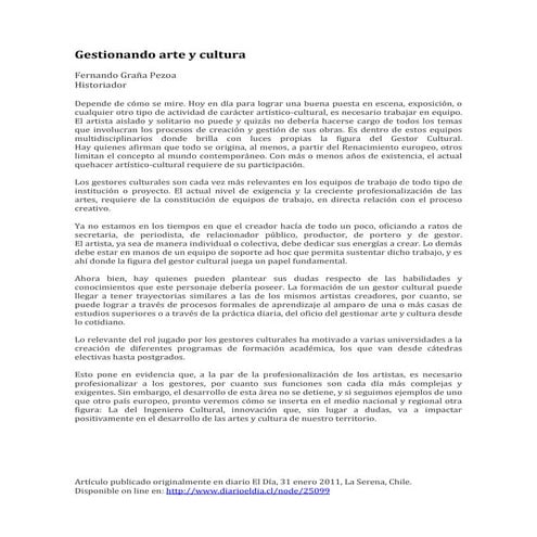 Gestionando arte y cultura