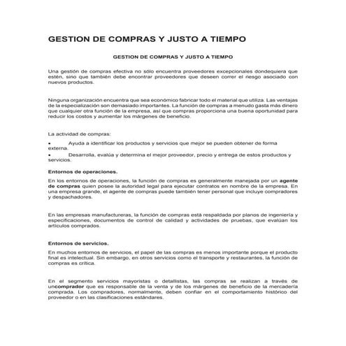 Gestión de Compras y Justo a Tiempo