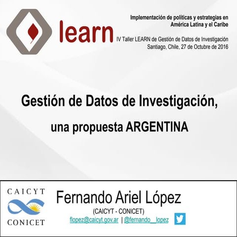 Gestión de datos de investigación, primeros pasos en argentina