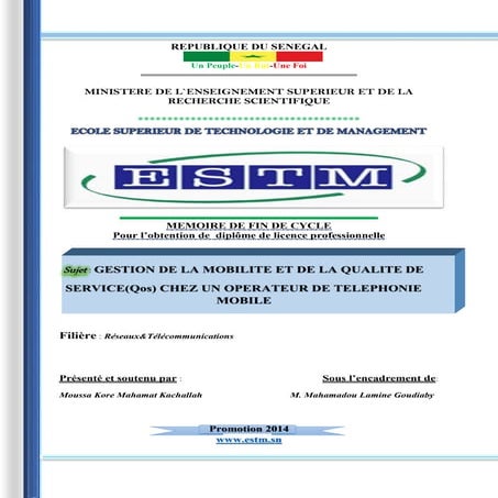 Gestion de la mobilité et de la Qos chez un opérateur de téléphonie mobile:UMTS