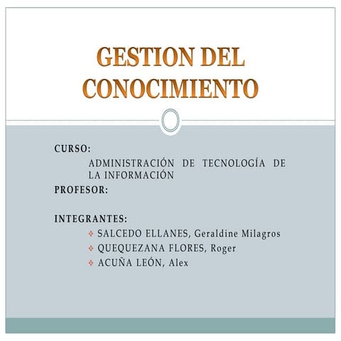 GESTIÓN DEL CONOCIMIENTO