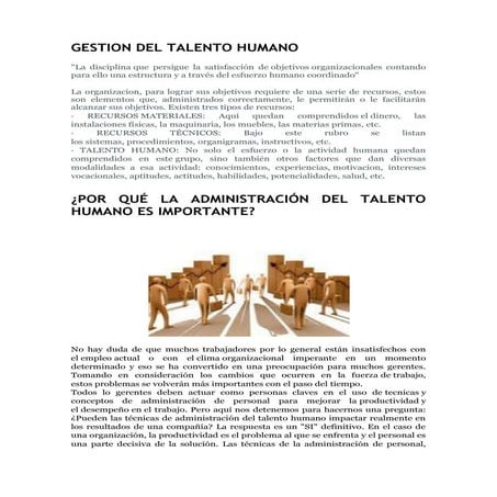 Gestion del talento humano 