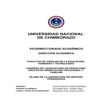 Gestion pedagogica SILABO 6°