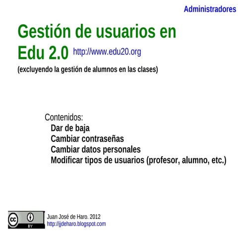 Gestion de usuarios en Edu2.0