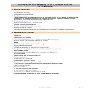 Gestão de obra - Check List