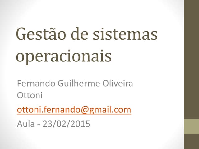 Gestão de sistemas operacionais - aula 1