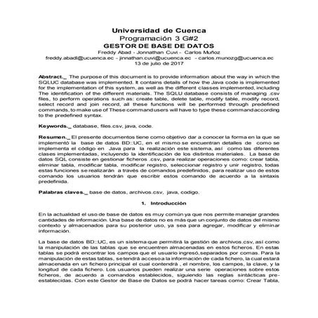 Gestor de Base de Datos UC::BD