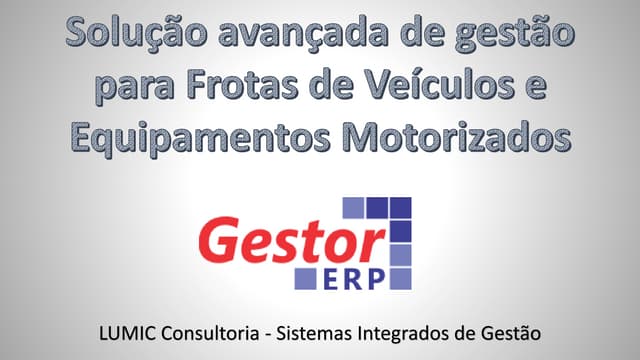 Gestão para frotas de veículos e equipamentos