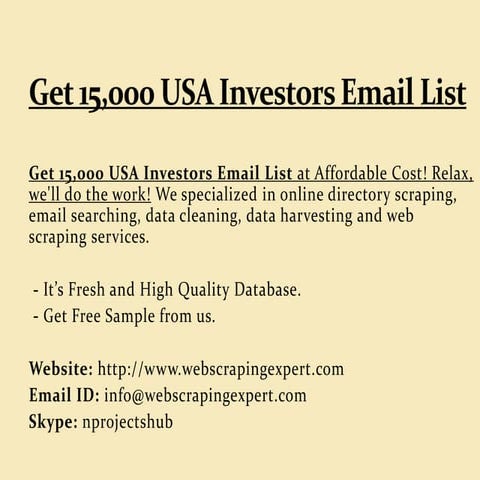 Get 15,000 USA Investors Email List