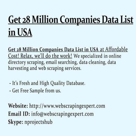 Get 28 Million Companies Data List in USA