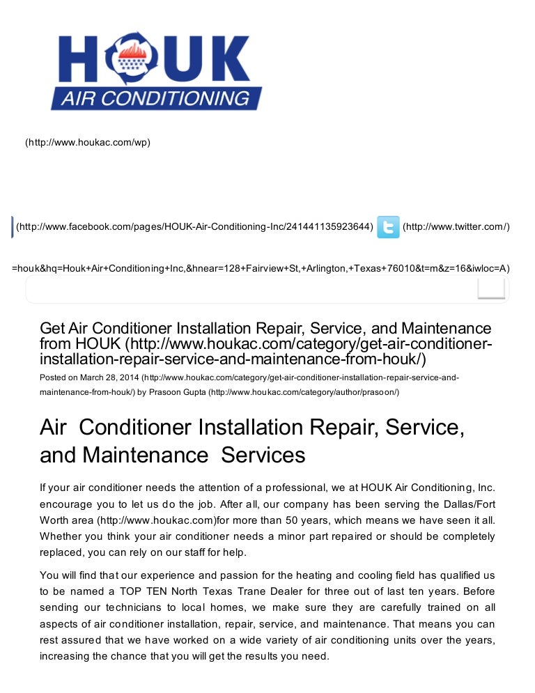 Get Air Conditioner Installation Repair, Service, and Maintenance fro…