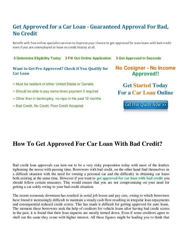 Get Approved for Car Loan with Bad Credit