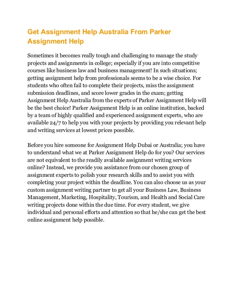 Assignment helper in australia