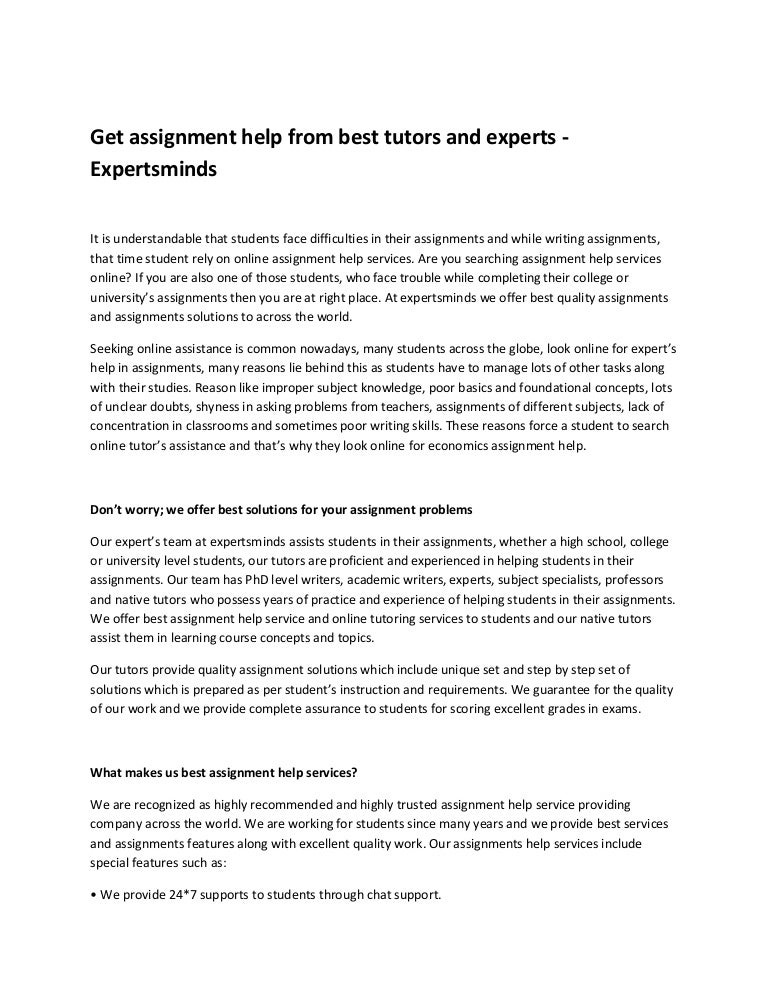 Expert minds assignment help