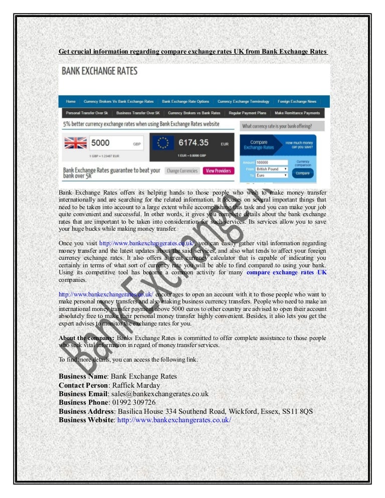 Get Crucial Information Regarding Compare Exchange Rates Uk From Bank