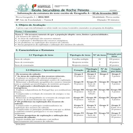Ge teste 5_11ºpna esrp | PDF