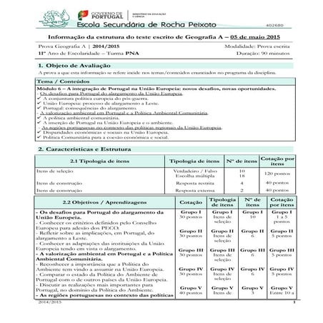 Ge teste 5_11ºpna esrp | PDF