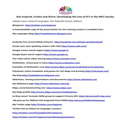 Get inspired links conf handout