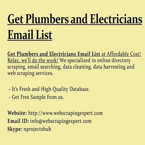 Get Plumbers and Electricians Email List