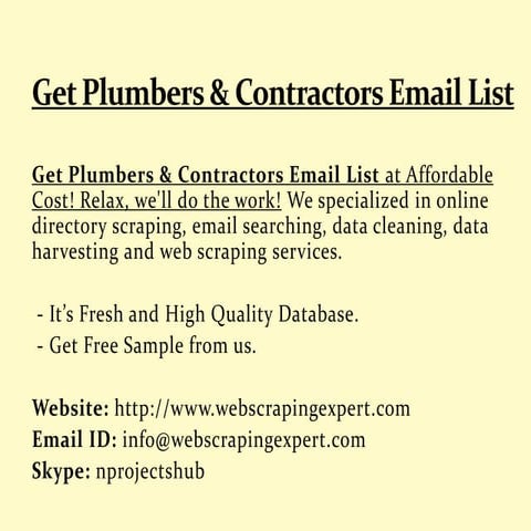 Get Plumbers & Contractors Email List