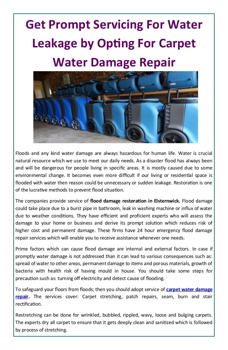 Get Prompt Servicing For Water Leakage By Opting For Carpet Water Dam