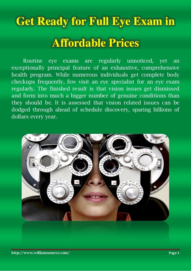 Get Ready For Full Eye Exam In Affordable Prices