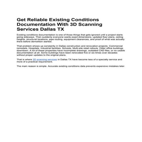 Get Reliable Existing Conditions Documentation With 3D Scanning ...