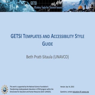 GETSI templates and accessbility