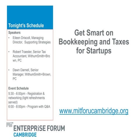 Get Smart on Bookkeeping and Taxes for Startups