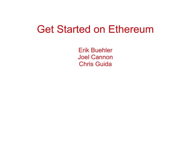 Get started on ethereum