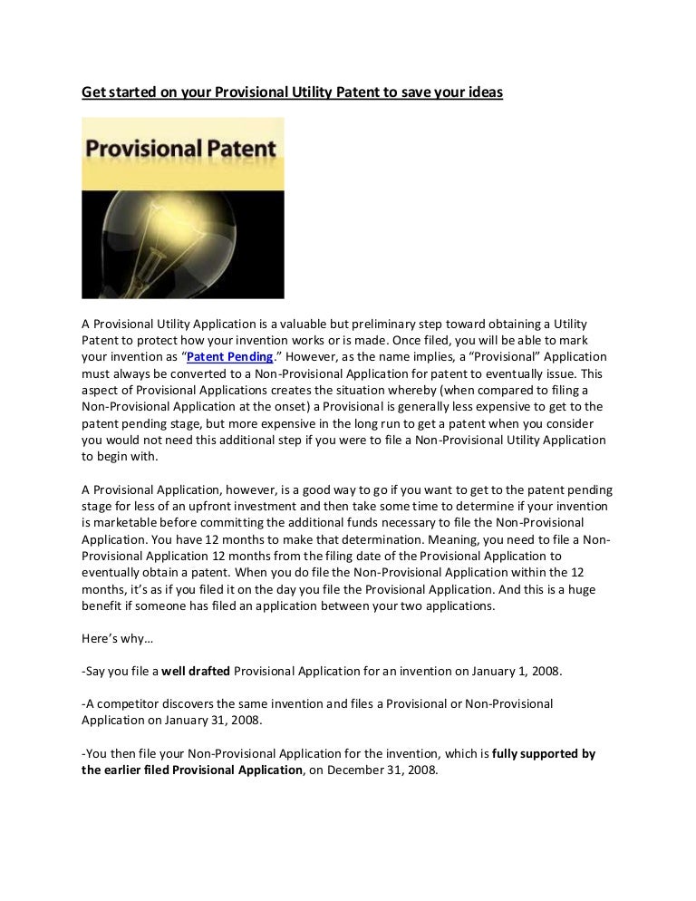 Get started on your Provisional Utility Patent to save your ideas