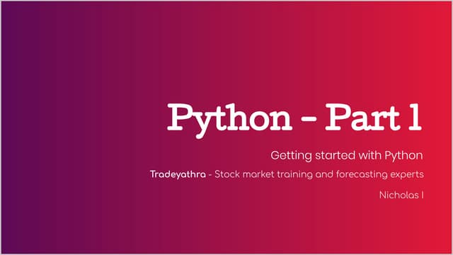Get started python programming part 1 | PPT