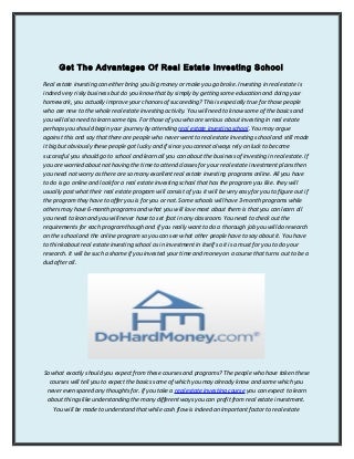 Get the advantages of real estate investing school