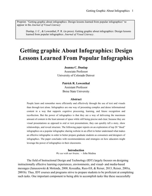Getting graphic About Infographics: Design Lessons Learned From Popular Infographics