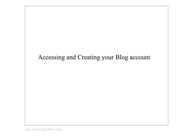 Getting Started Blogging