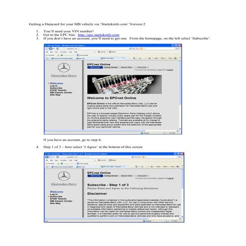 Getting a datacard from Benz EPCnet online