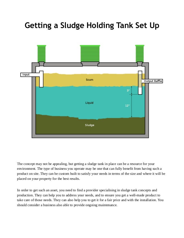Getting a sludge holding tank set up