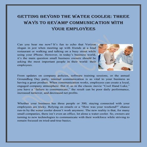 Getting beyond the water cooler