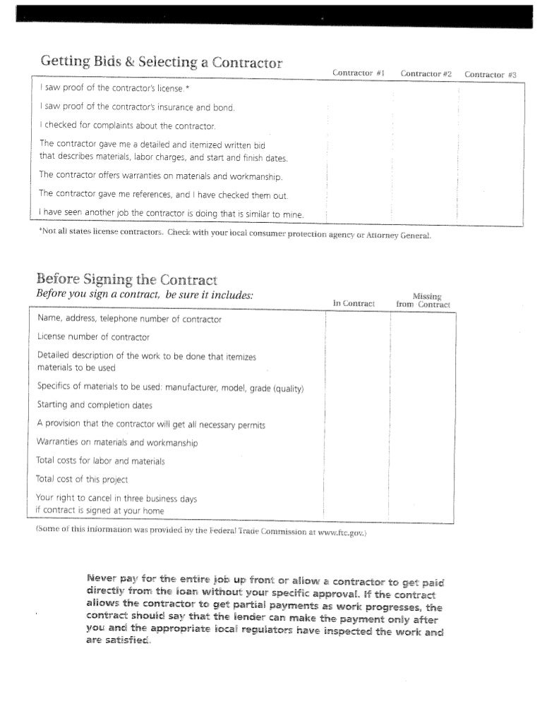 Getting Bids Signing A Contract