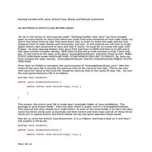 Getting familair with java