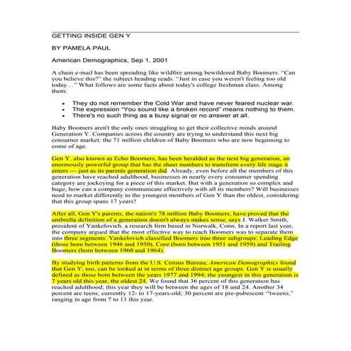 Getting inside gen y