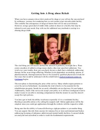 Getting into a drug abuse rehab1 Getting into a drug abuse rehab1