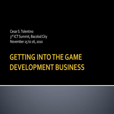 Getting Into the Game Development Business in the Philippines (2010)