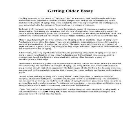 Getting Older Essay. Voorhees University