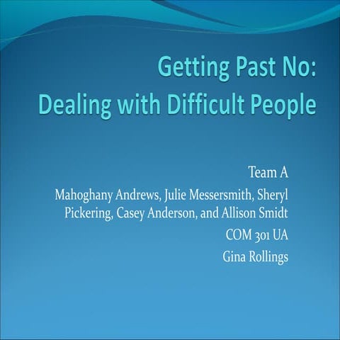 Getting Past No Dealing With Difficult People